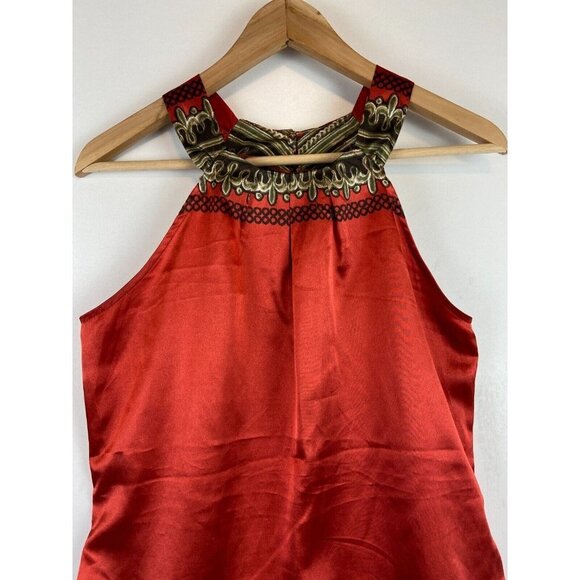 Como Black Women's Boho Halter Orange Tank Top Size Small - Picture 2 of 9
